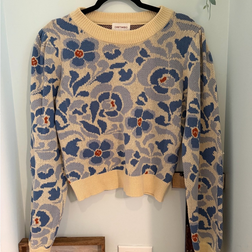 DRIFTWOOD Blue Floral Crewneck Sweater